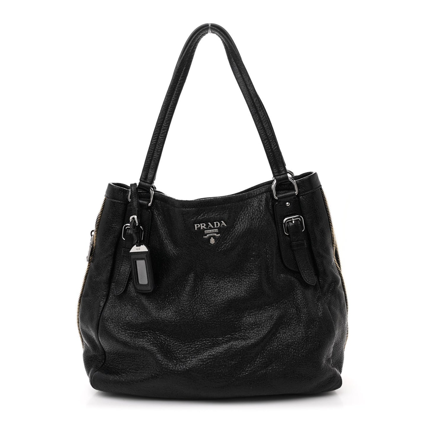 Cervo Lux Side Zipper Tote Black