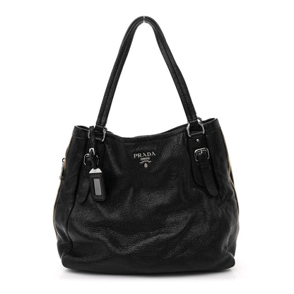 Prada Cervo Lux Side Zipper Tote Black 1 of 10