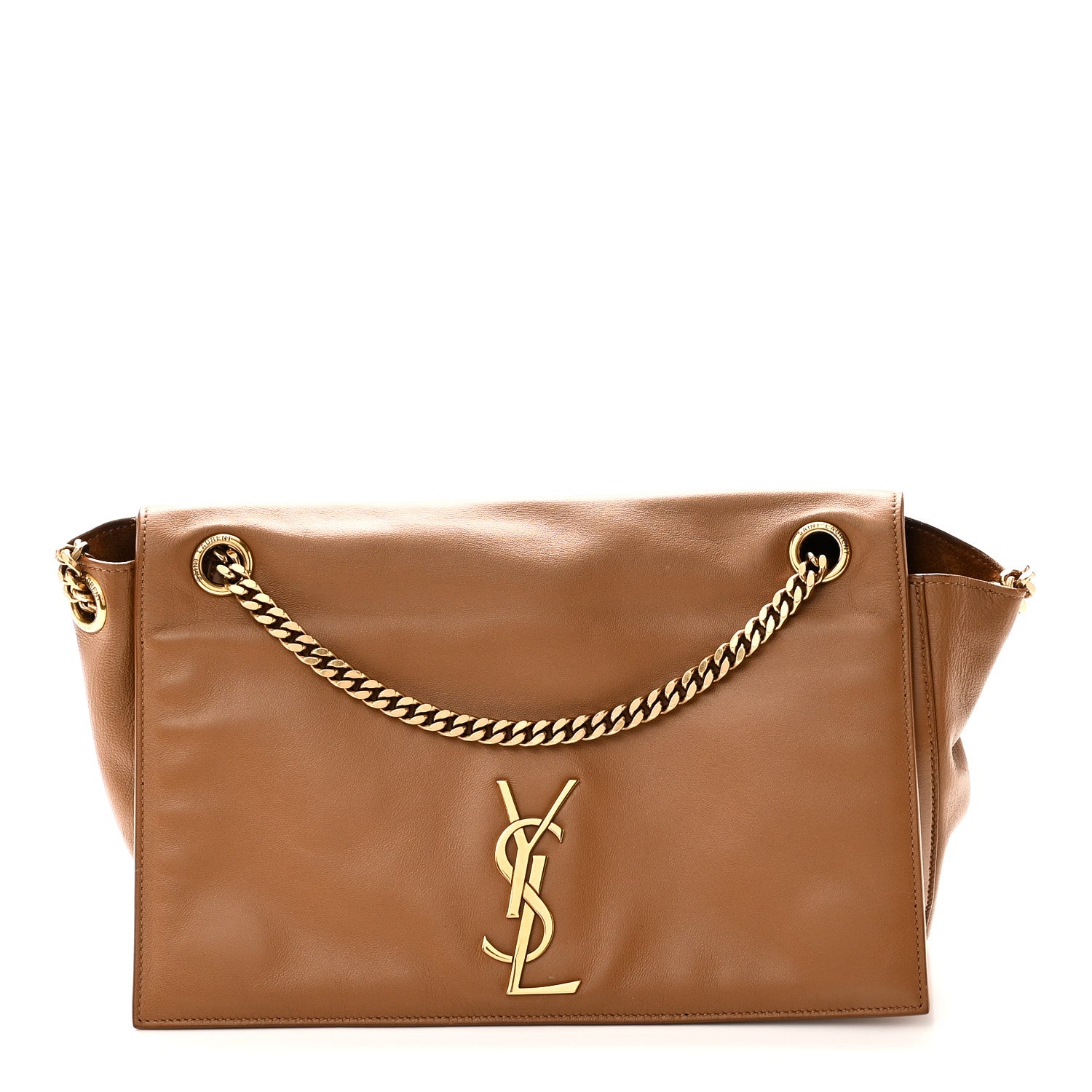 Saint Laurent Smooth Calfskin Suede Medium Reversible Monogram Kate Satchel Light Ochre 2 of 10