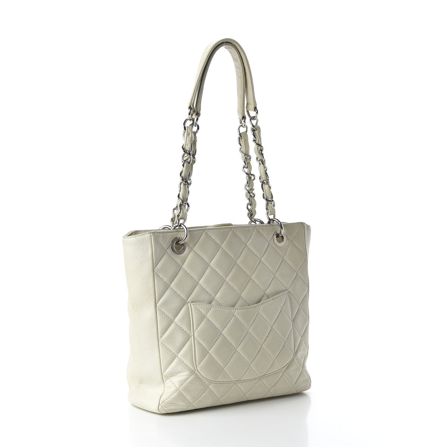 Chanel Caviar Quilted Petit Shopping Tote PST White 3 of 11
