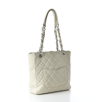 Chanel Caviar Quilted Petit Shopping Tote PST White 3 of 11