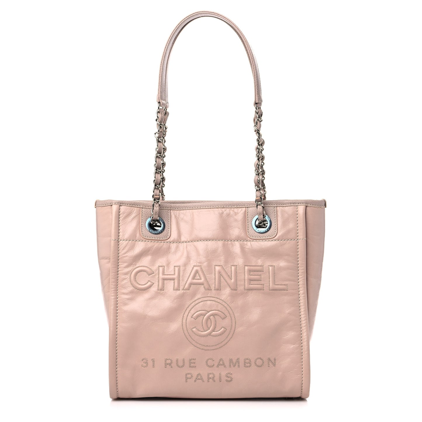 Glazed Calfskin Mini Deauville Tote Light Pink