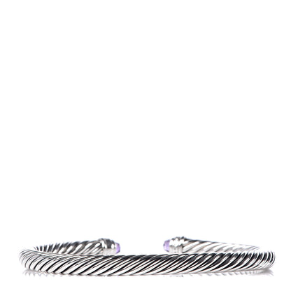 David Yurman Sterling Silver Diamond Amethyst 5mm Cable Classics Bracelet 6 of 8