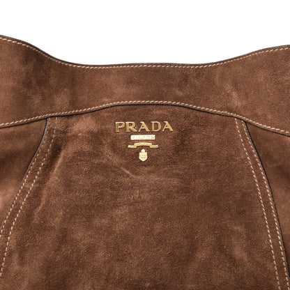 Prada Scamosciato Suede Hobo Brown 10 of 13
