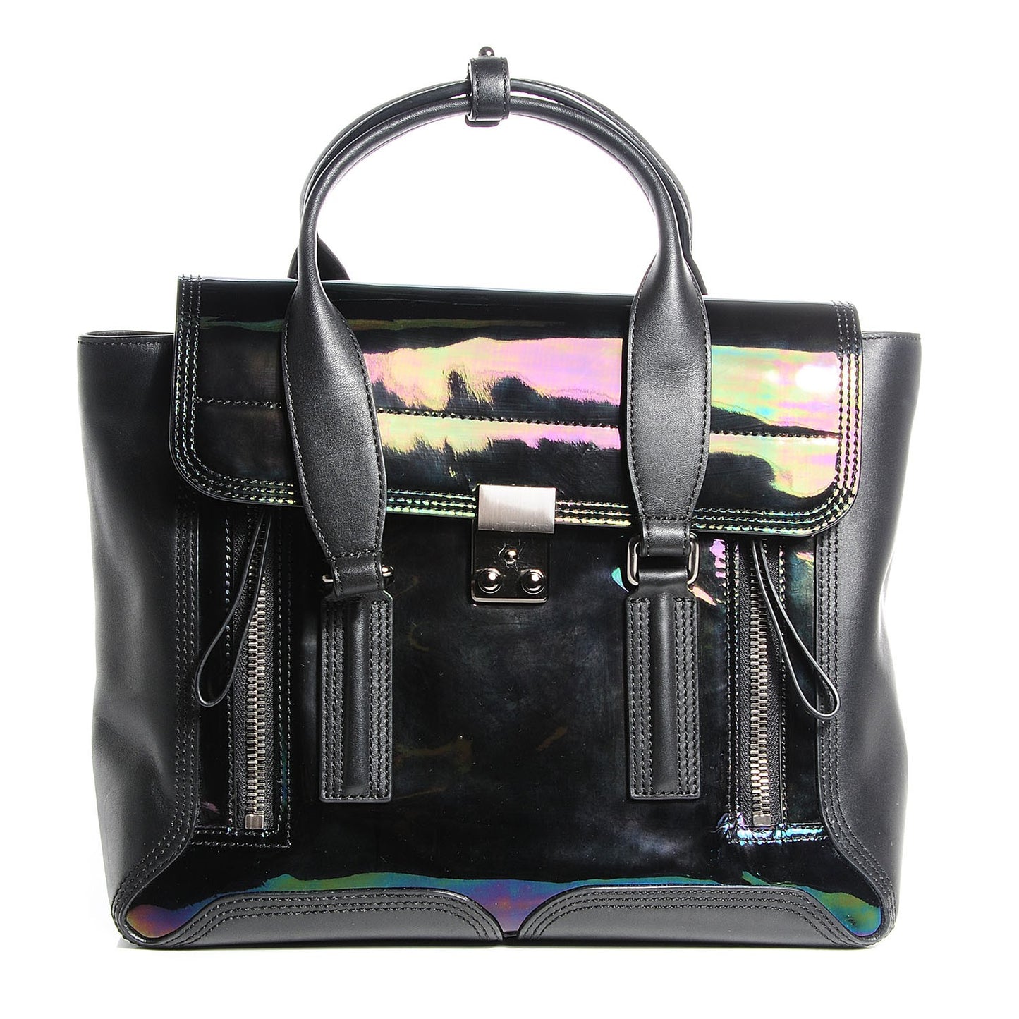 3.1 Oil Slick Patent Medium Pashli Satchel