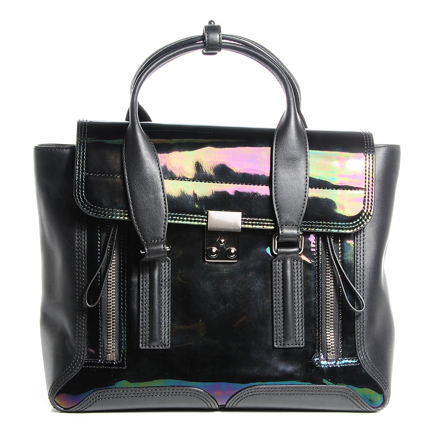 3.1 Phillip Lim 3.1 Oil Slick Patent Medium Pashli Satchel 1 of 12