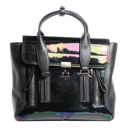 3.1 Phillip Lim 3.1 Oil Slick Patent Medium Pashli Satchel 1 of 12