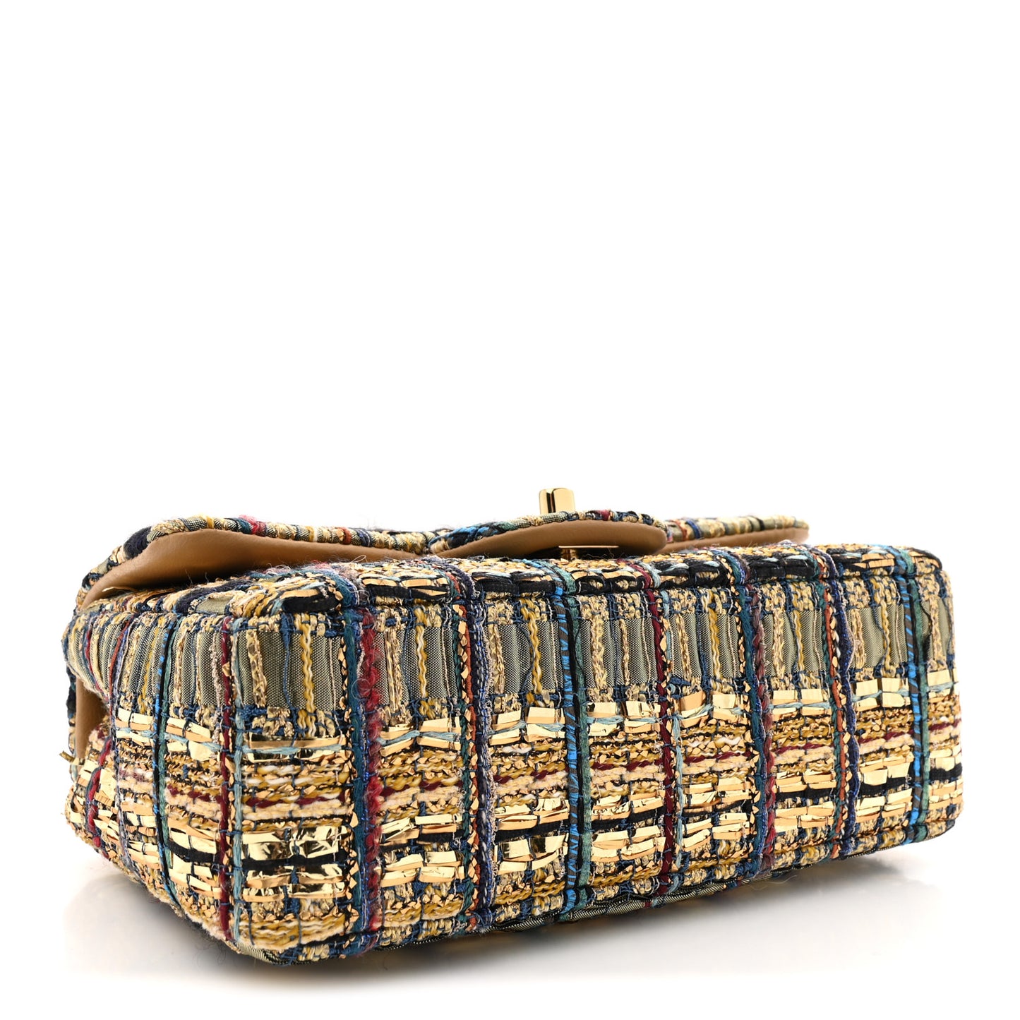 Tweed Quilted Egyptian Mini Rectangular Flap Green Black