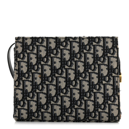 Christian Dior Oblique Zipped Pouch Clutch Blue 1 of 10