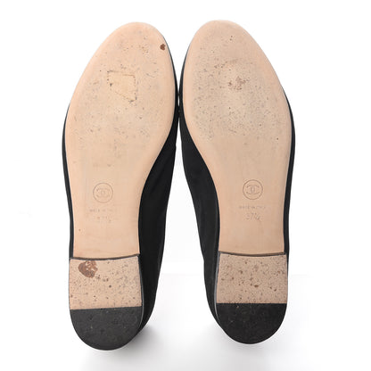 Chanel Grosgrain Crystal Bow Cap Ballet Flats 36.5 Black 5 of 11