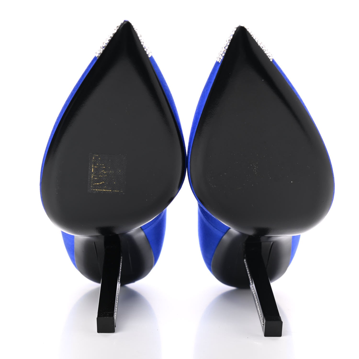 Saint Laurent Satin Crystal Embellished Tower 110 Pump 37.5 Blue 5 of 9