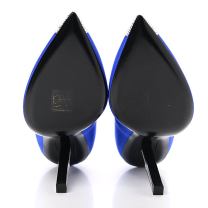 Saint Laurent Satin Crystal Embellished Tower 110 Pump 37.5 Blue 5 of 9