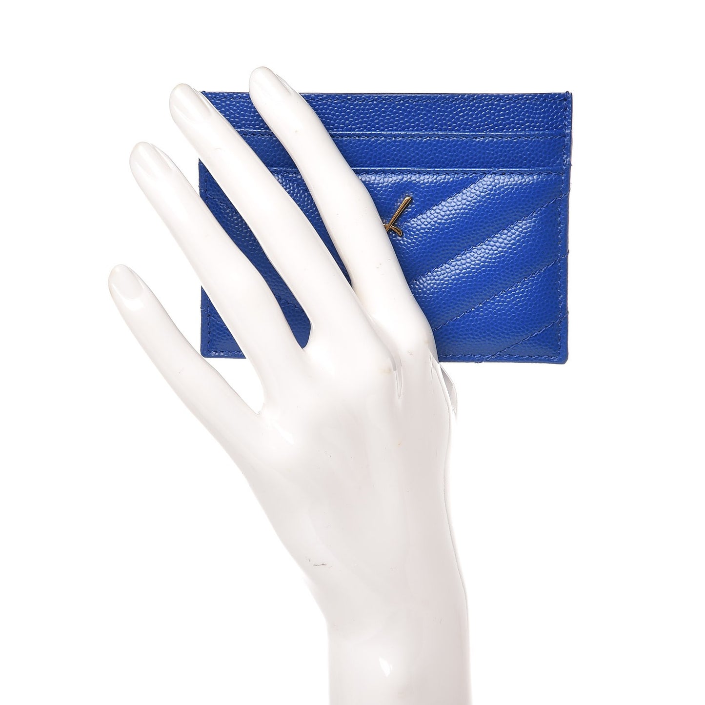Grain De Poudre Matelasse Monogram Credit Card Case Blue Majorelle
