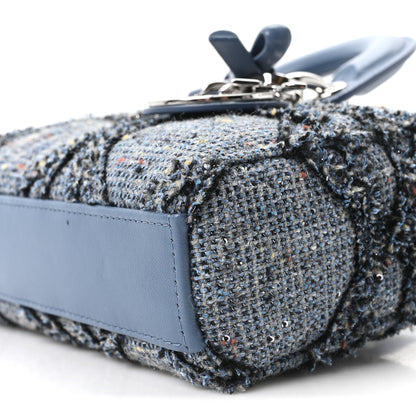 Christian Dior Tweed Sequins Embroidered Cannage Small Lady D-Joy Sky Blue Multicolor 10 of 10
