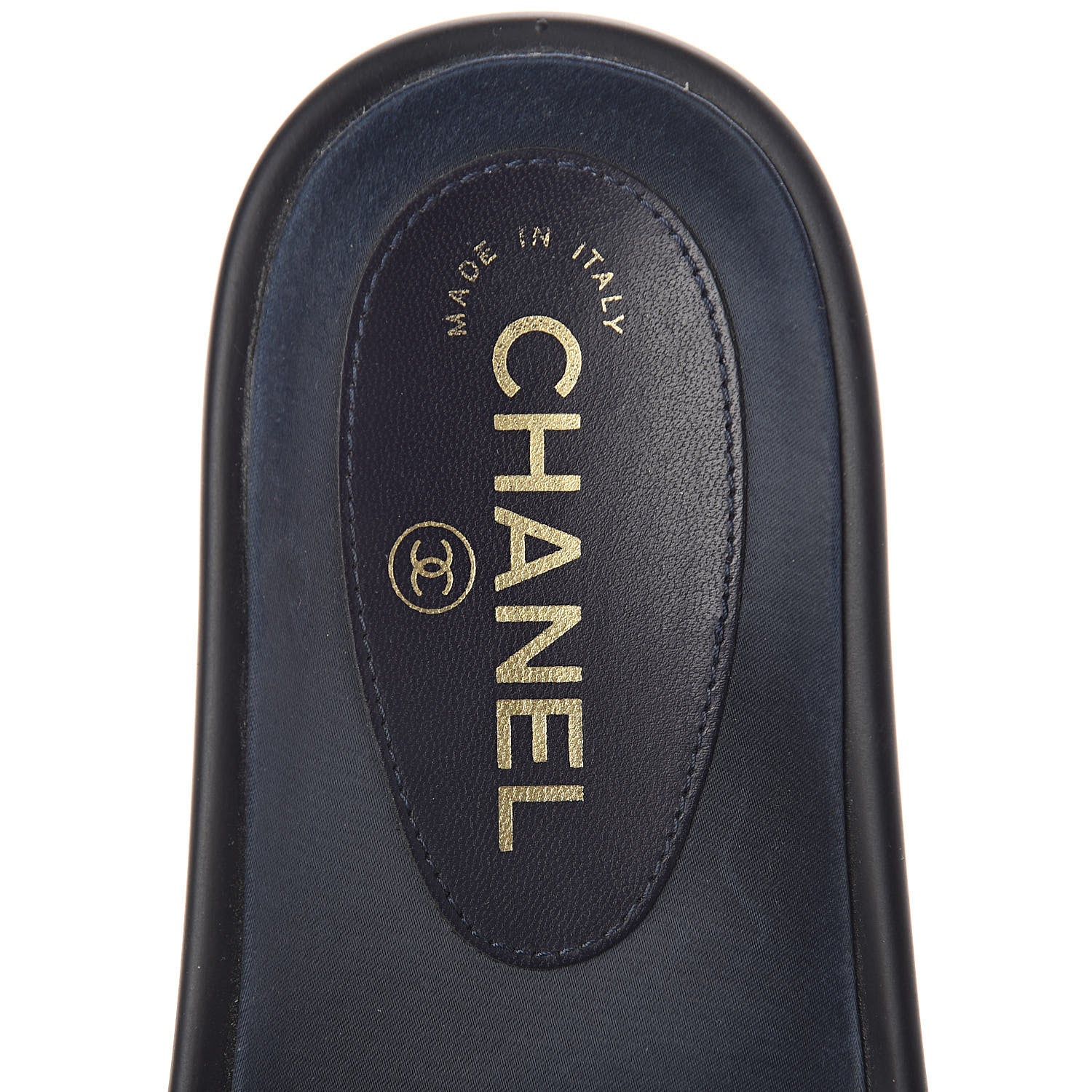 Chanel Satin Canvas Chain Flat Sandals 36 Marine 5 of 7