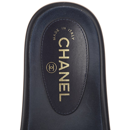 Chanel Satin Canvas Chain Flat Sandals 36 Marine 5 of 7