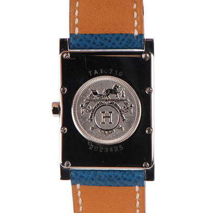 Hermes Stainless Steel Courchevel 30mm Tandem Quartz Watch Blue Jean 3 of 7