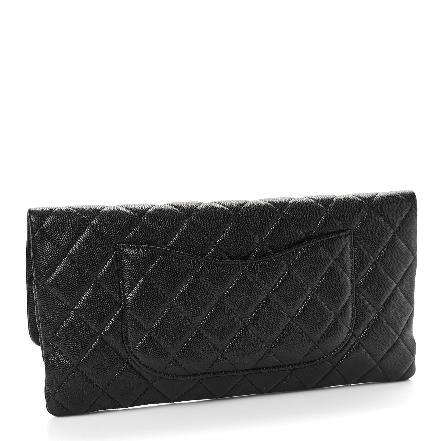 Caviar Quilted Flap Clutch Black