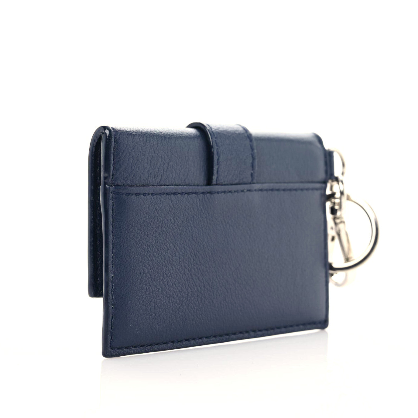 Calfskin Crystal Cheri Charm Case Wallet Navy Blue