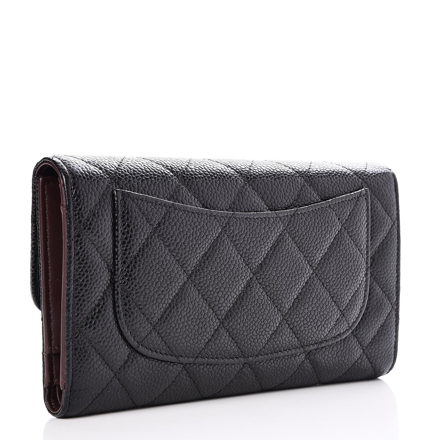 Caviar Quilted Large Flap Wallet Black