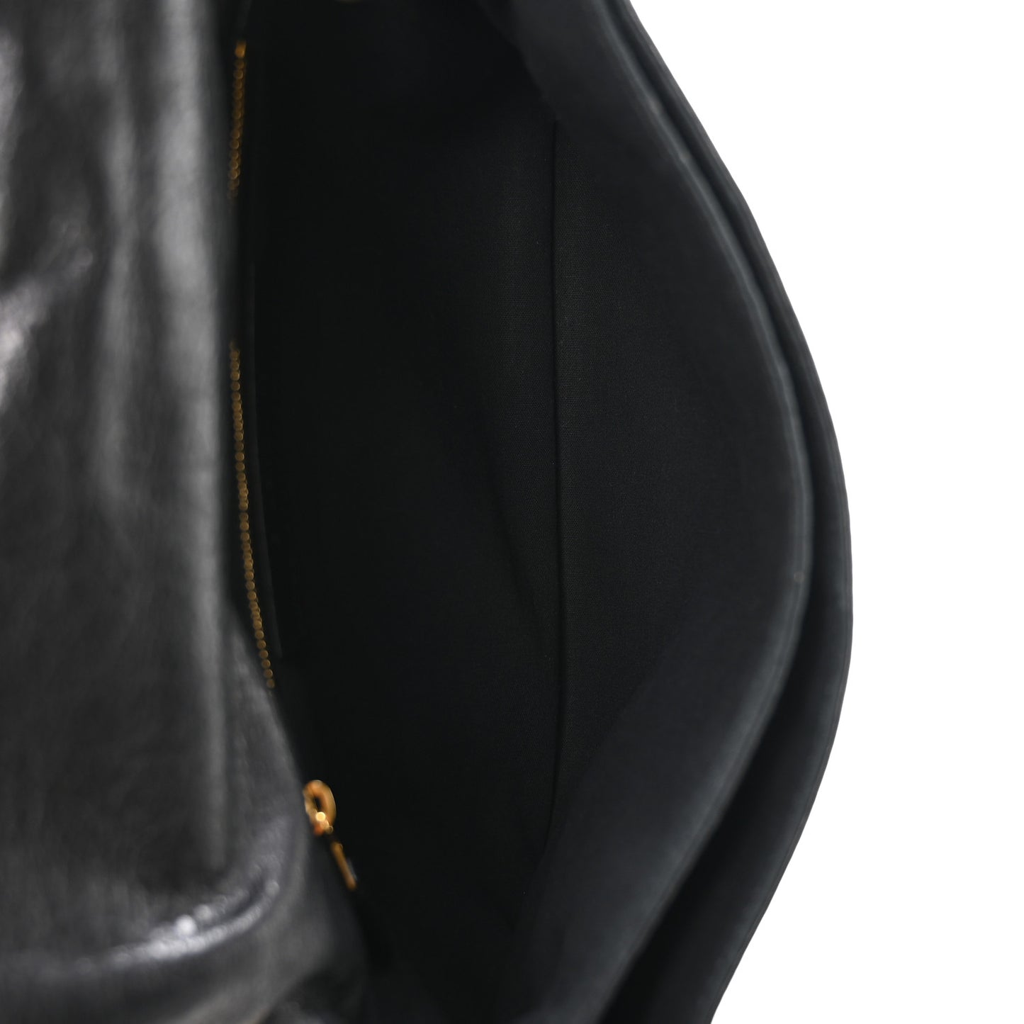 Agneau Giant 12 Gold Hardware Envelope Strap Clutch Black