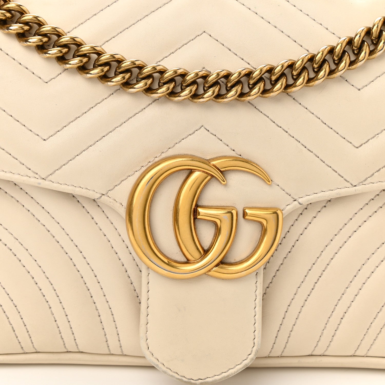 Gucci Calfskin Matelasse Small GG Marmont Shoulder Bag White 8 of 21
