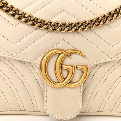 Gucci Calfskin Matelasse Small GG Marmont Shoulder Bag White 8 of 21
