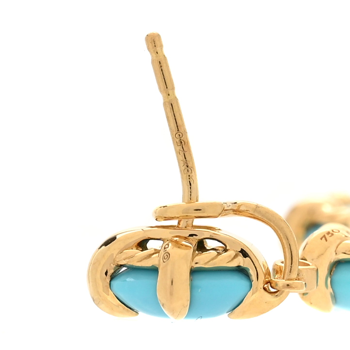 18K Yellow Gold Diamond Turquoise Chatelaine Drop Earrings