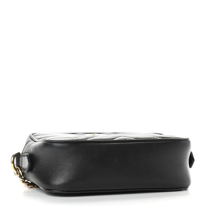 Gucci Calfskin Matelasse Mini GG Marmont Chain Shoulder Bag Black 4 of 11