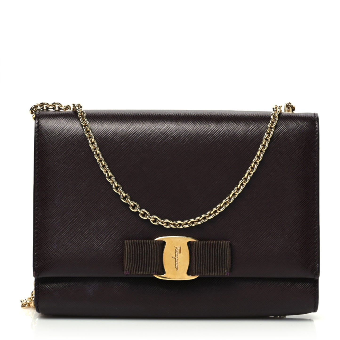 Calfskin Mini Miss Vara Bow Chain Bag Plum