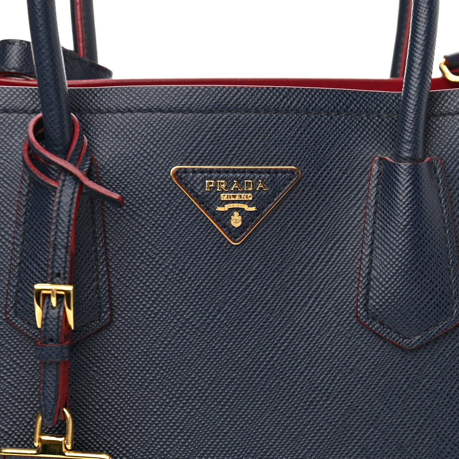 Prada Saffiano Cuir Small Double Bag Baltico Fuoco 8 of 11