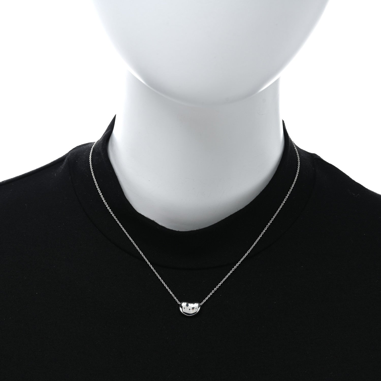Tiffany Sterling Silver 12mm Elsa Peretti Bean Pendant Necklace 2 of 4