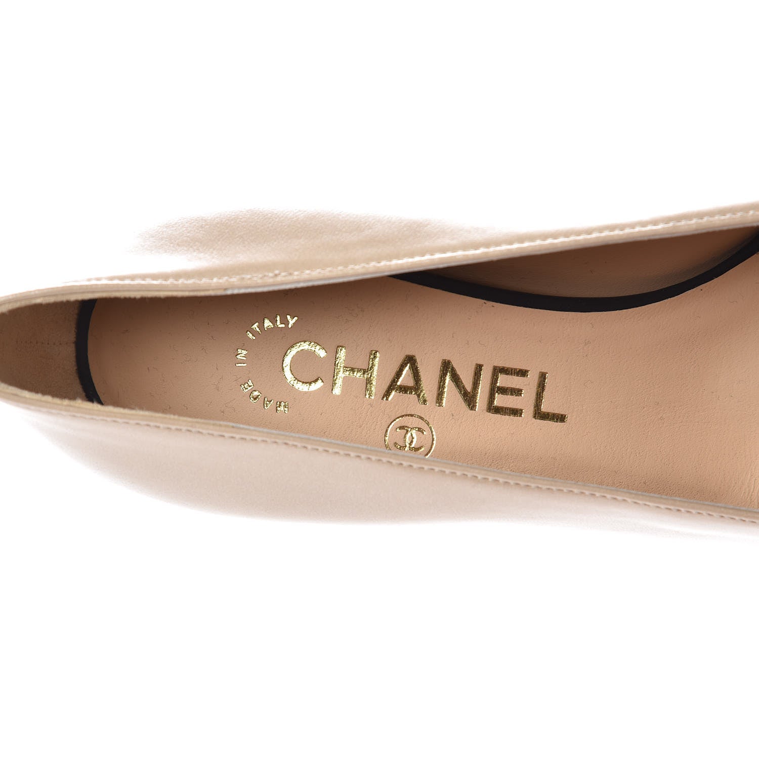Chanel Metallic Lambskin Cap Toe CC Pumps 35.5 Beige Black 7 of 8