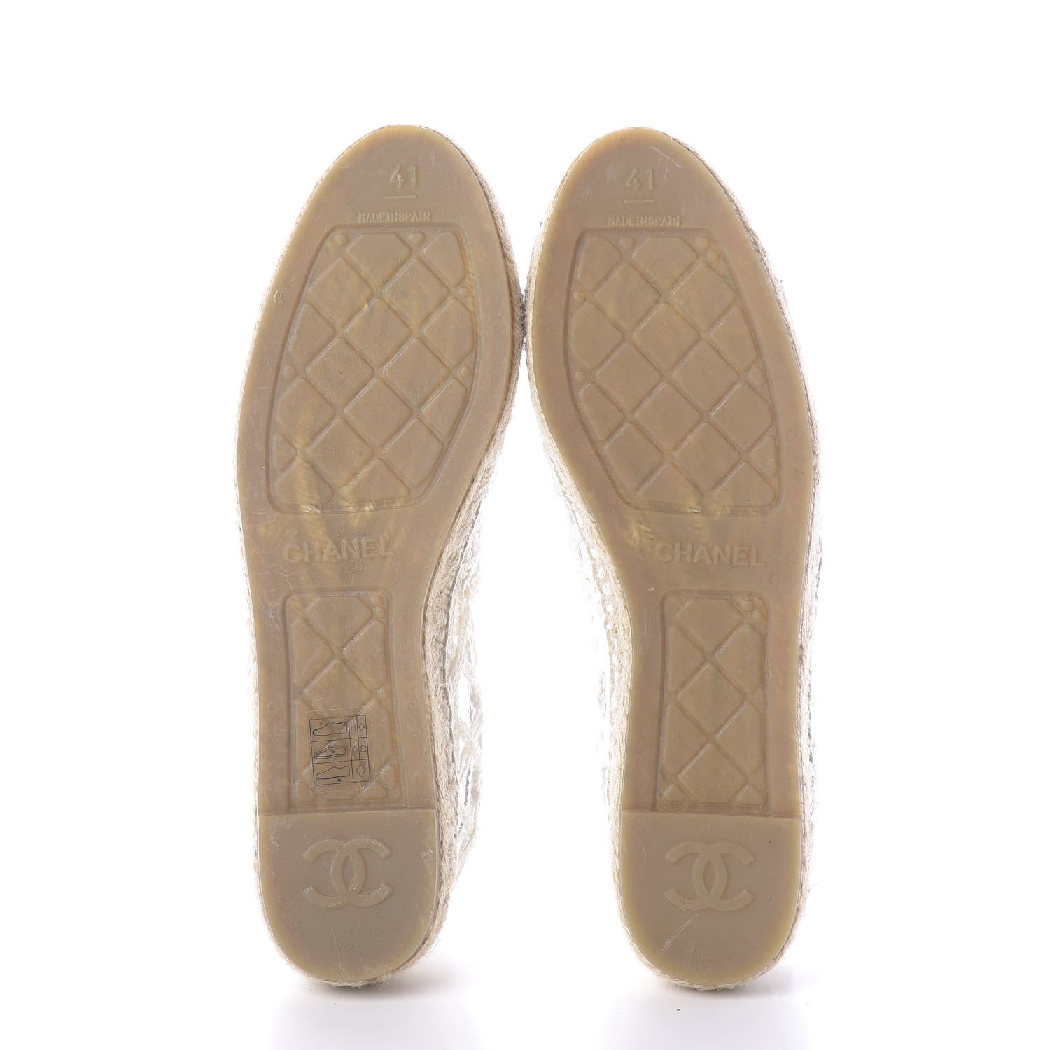 Chanel Woven Fabric Grosgrain CC Espadrilles 41 White Black 7 of 10