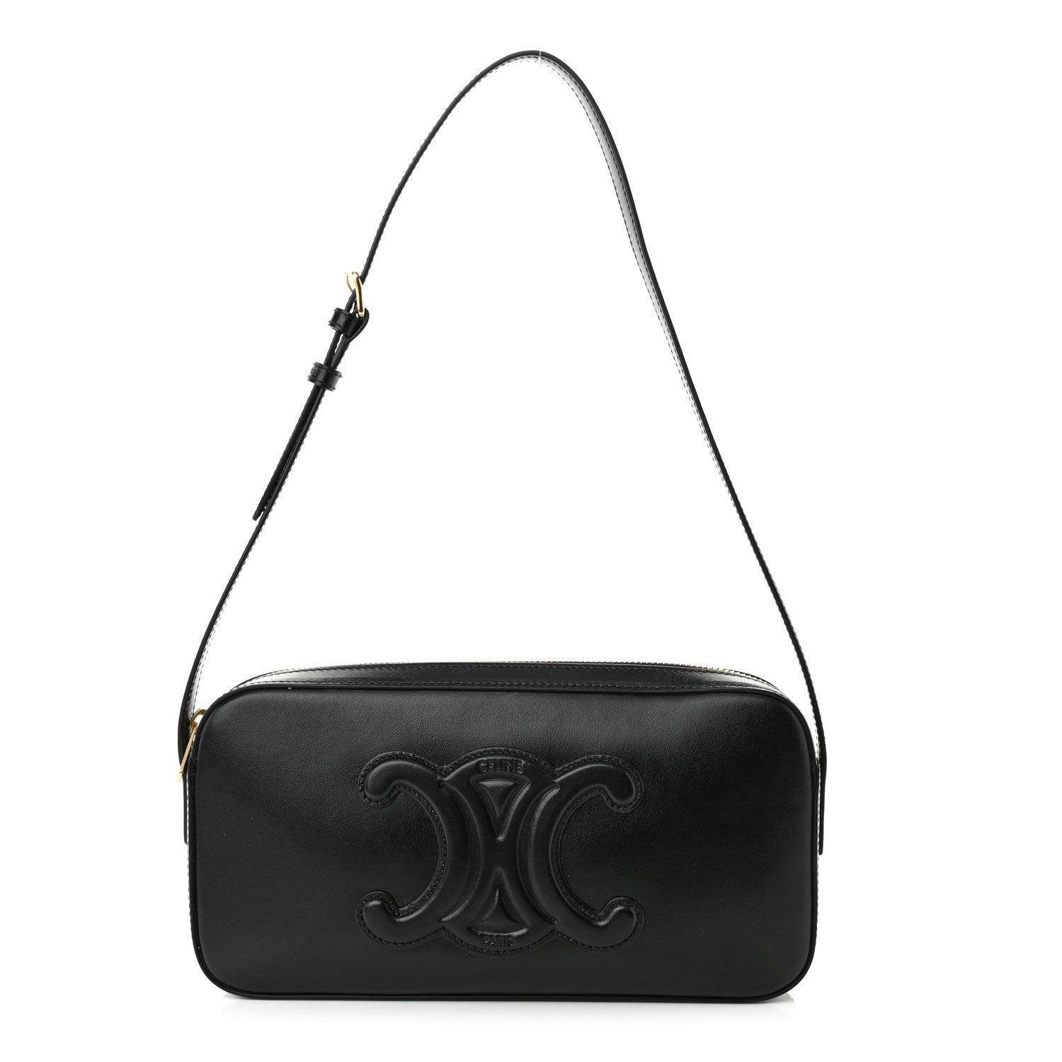 Celine Smooth Calfskin Cuir Triomphe Camera Shoulder Bag Black 1 of 8