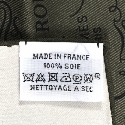 Hermes Silk Paris Qui Roule Scarf 70 White Vert Loden Etoupe 4 of 4