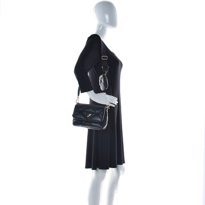 Prada Nappa Re-Nylon Triangle Quilted Patchwork System Flap Shoulder Bag Black 3 of 24