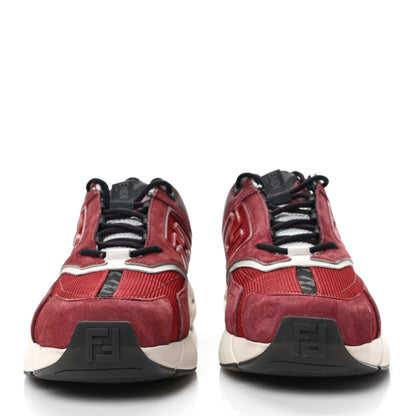 Fendi Nubuck Mesh Vitello FF Mens Faster Sneakers 10 Burgundy Barolo 2 of 7