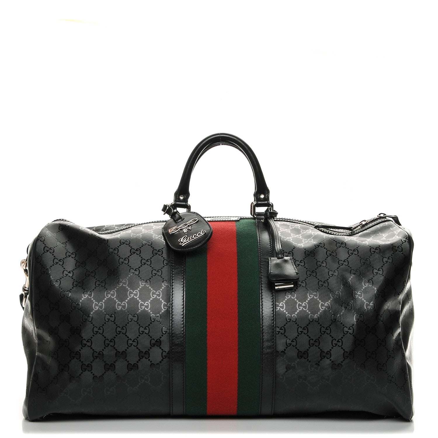 Gucci Imprime Monogram Web Carry On Duffle Bag Black 1 of 7