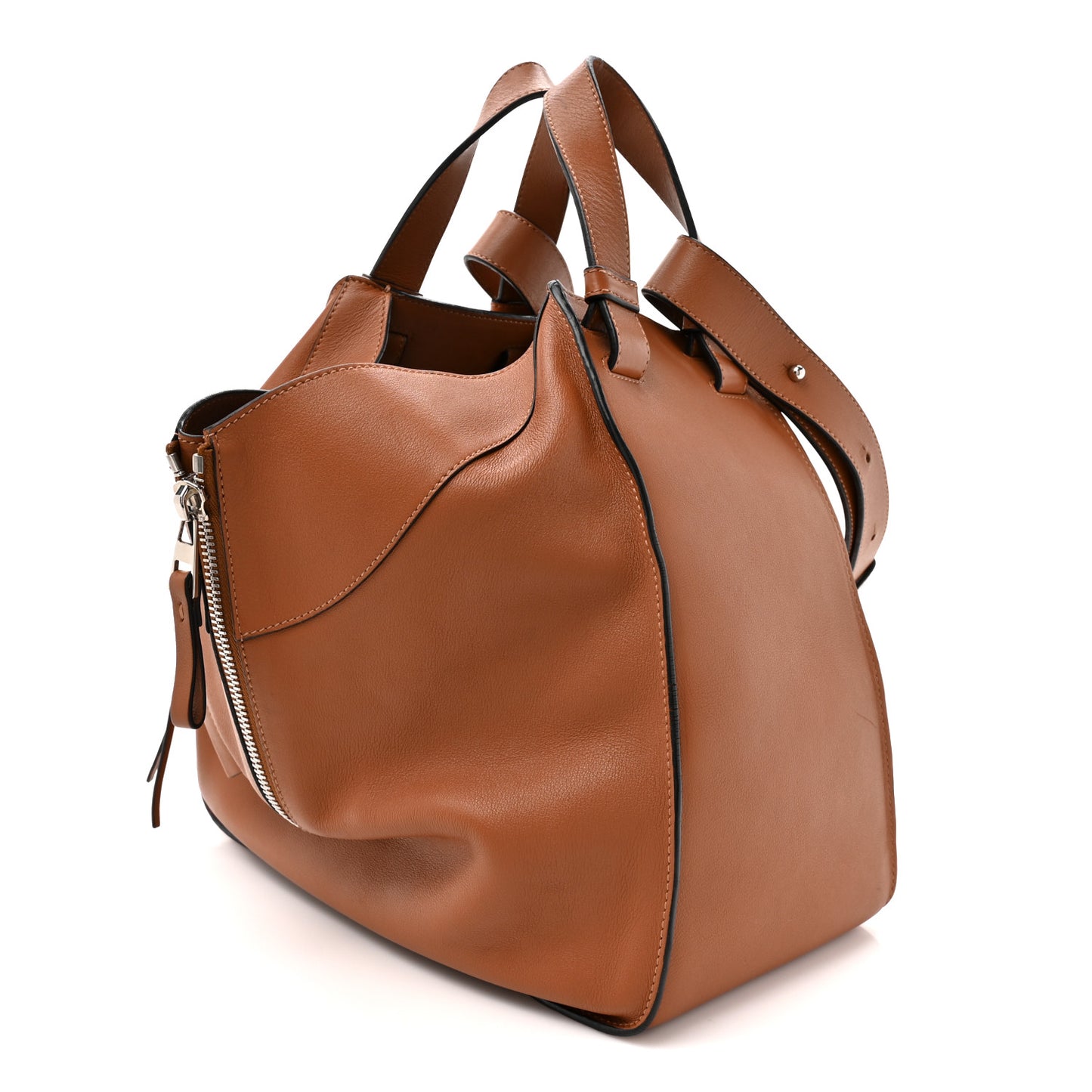 Grained Calfskin Medium Hammock Shoulder Bag Tan
