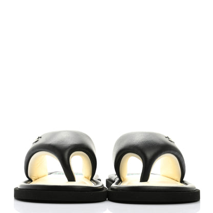 Chanel Lambskin CC Thong Sandals 38 Black 2 of 9