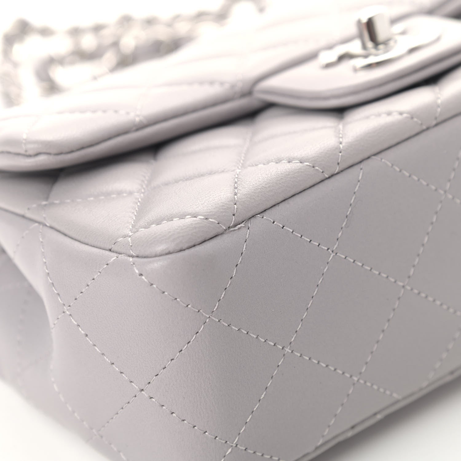 Chanel Lambskin Quilted Mini Rectangular Flap Grey 5 of 5