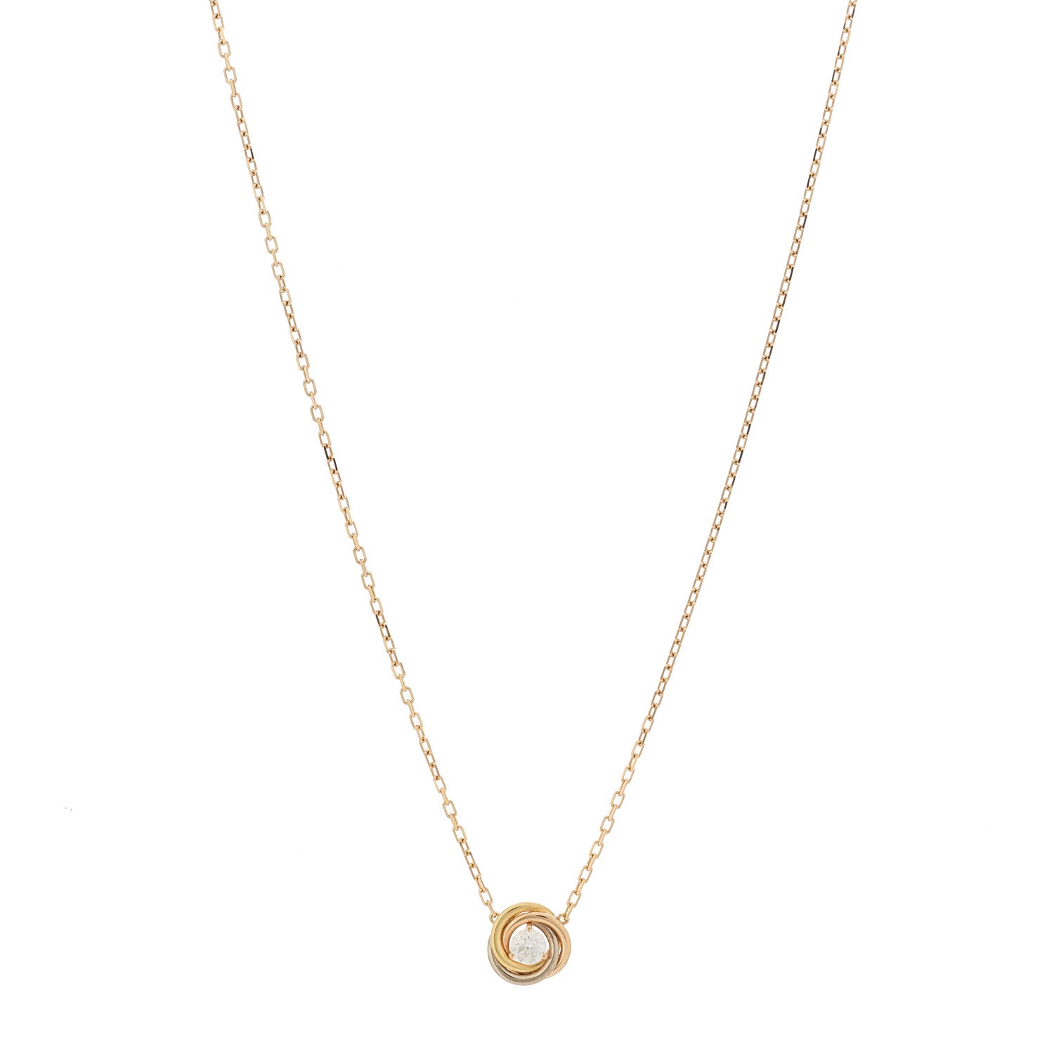 Cartier 18K Pink White Yellow Gold Diamond Trinity De Cartier Pendant Necklace 1 of 10