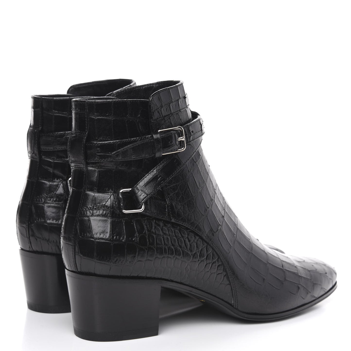 Calfskin Crocodile Embossed Blake Ankle Boots 40.5 Black