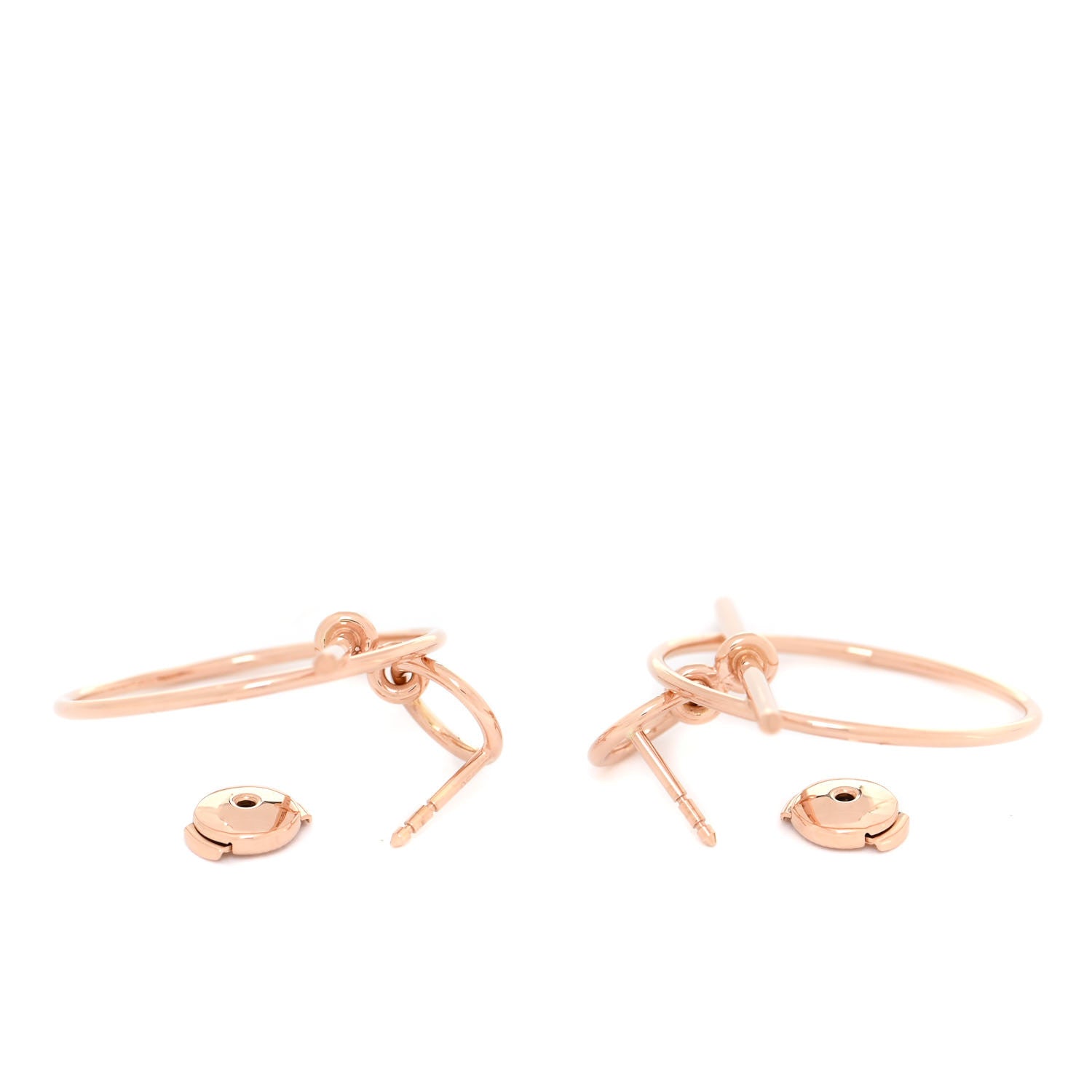 Hermes 18K Rose Gold PM Loop Earrings 4 of 6