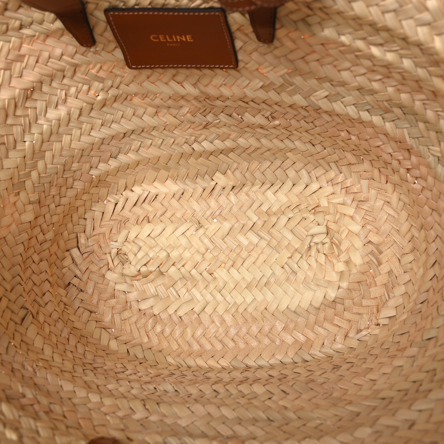 Celine Palm Leaf Calfskin Triomphe Teen Panier Tan 5 of 9
