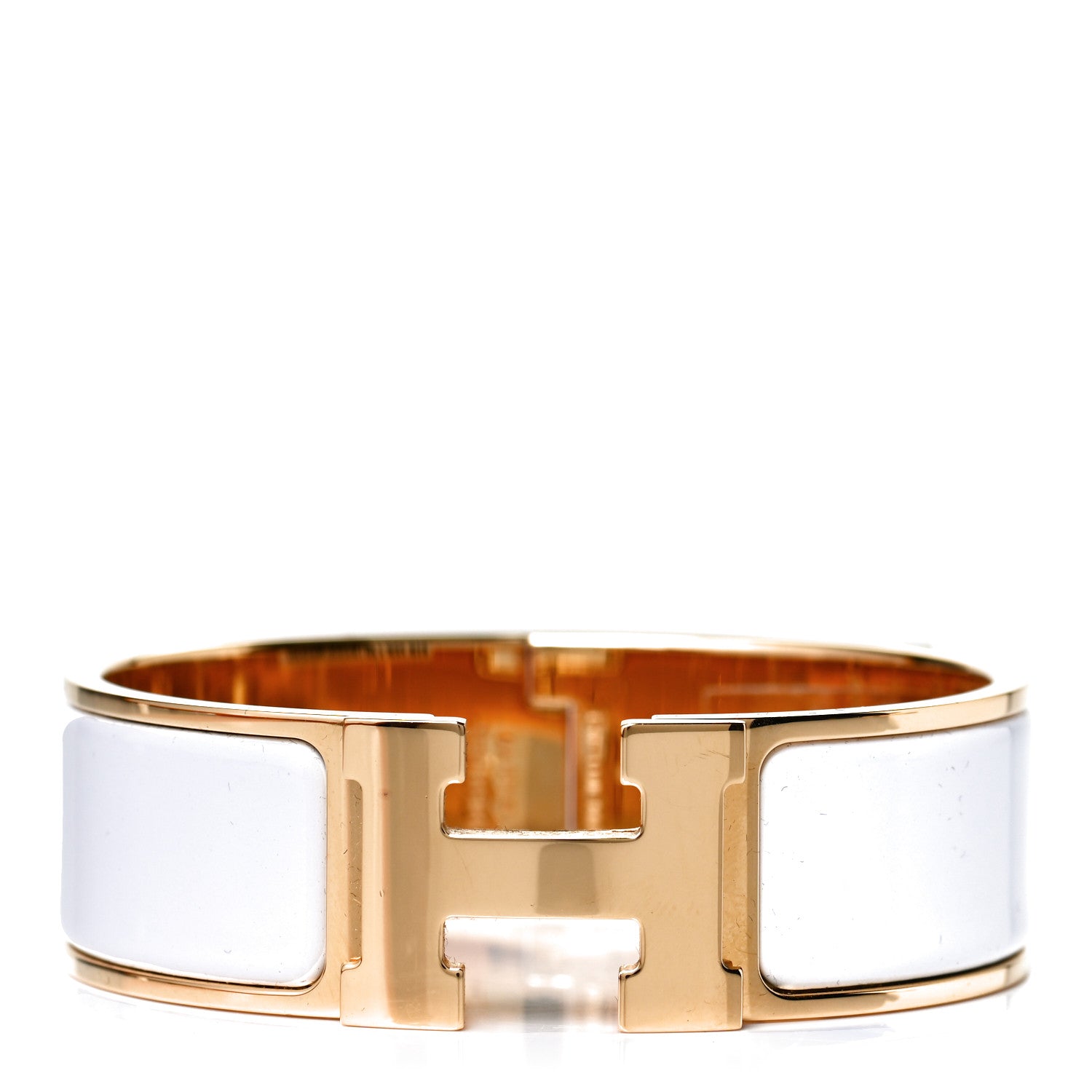 Hermes Enamel Wide Clic Clac H Bracelet GM White 1 of 4