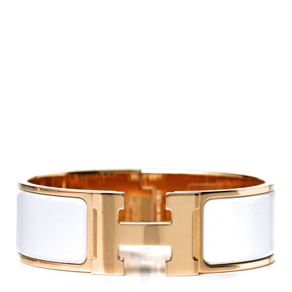 Hermes Enamel Wide Clic Clac H Bracelet GM White 1 of 4