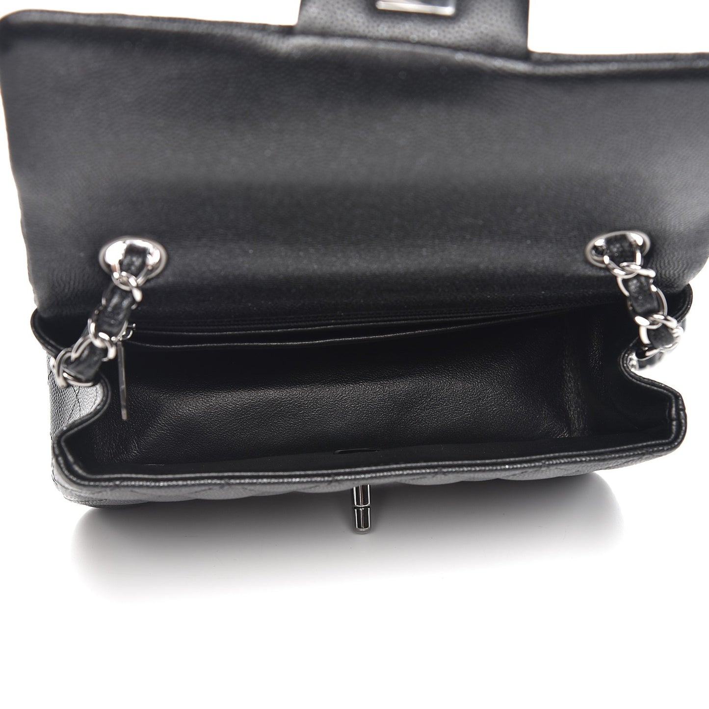 Iridescent Caviar Quilted Mini Rectangular Flap Black