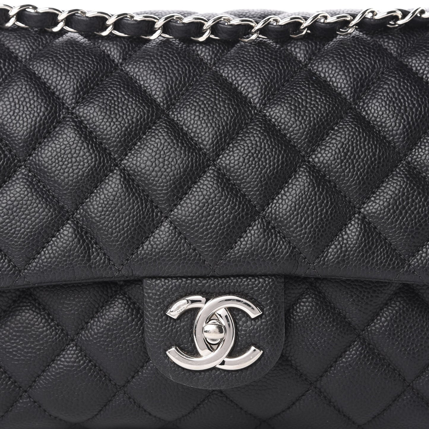 Caviar Quilted Jumbo Easy Flap Black